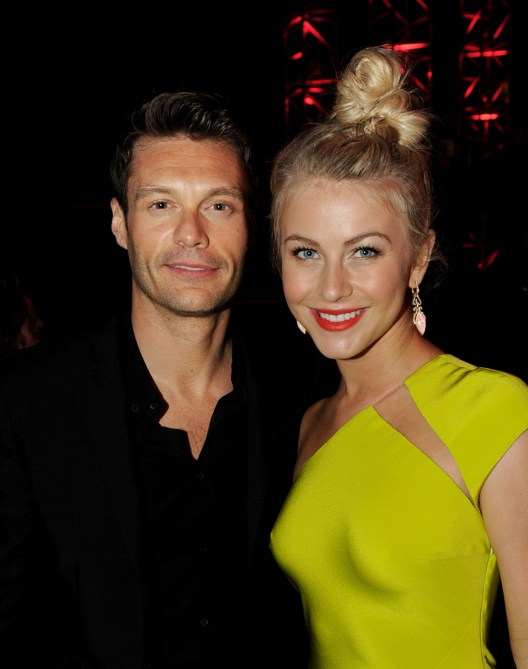LOS ANGELES, CA - JUNE 08:  Producer Ryan Seacrest (L) and actress Julianne Hough arrive at the after party for the premiere of Warner Bros. Pictures' "Rock Of Ages" at Hollywood and Highland on June 8, 2012 in Los Angeles, California.