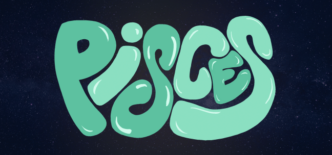 "Pisces" laid over a starry sky
