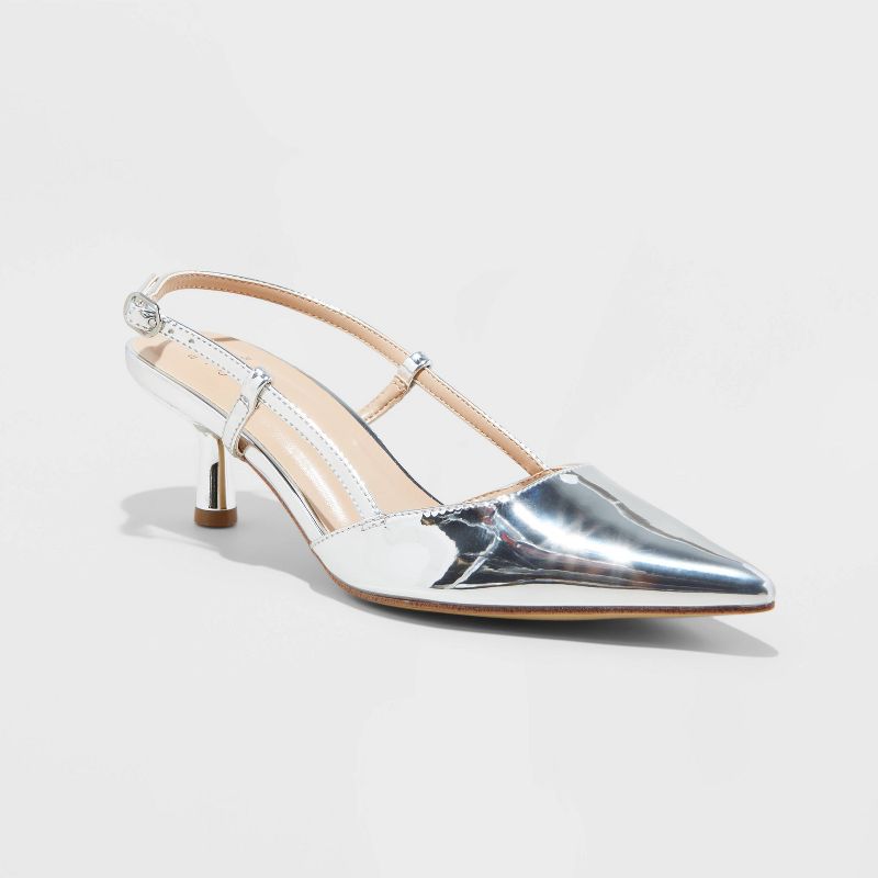 metallic silver heel
