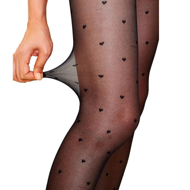 Heart Embellished Clothing for Valentine's Day 2024: MakeMeChic Women's Heart Sheer Mesh High Waist Tight