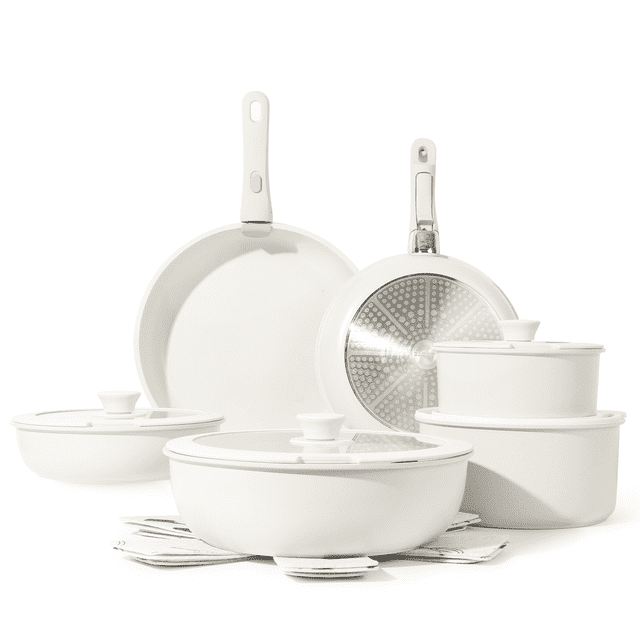 Carote Nonstick Cookware Set - 17 Pcs in white colorway