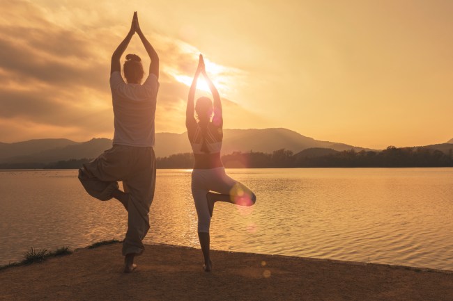 Couple doing yoga