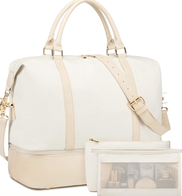 BTOOP Travel Weekender Bag in off-white and cream colorways