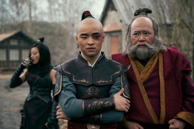 Avatar: The Last Airbender. (L to R) Arden Cho as June, Dallas Liu as Prince Zuko, Paul Sun-Hyung Lee as Iroh in season 1 of Avatar: The Last Airbender.