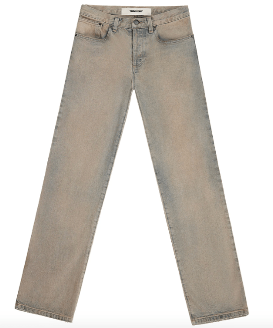 Tank Air Low Slung Jeans: straight leg low waisted jeans in a limestone color