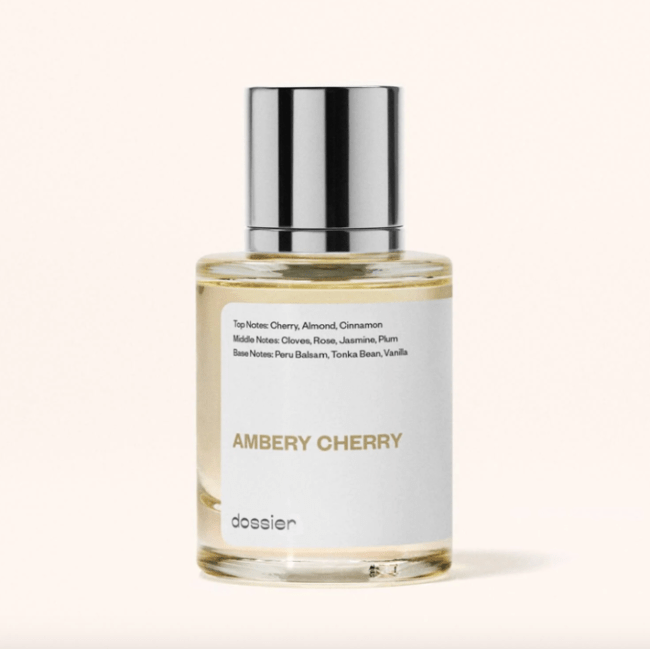 Dossier's Ambery Cherry in a glass bottle.