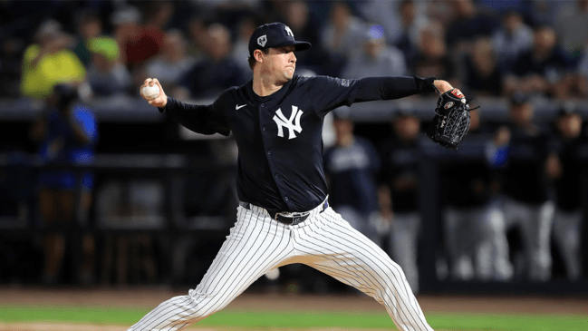 Gerrit Cole of the New York Yankees throwing a pitch