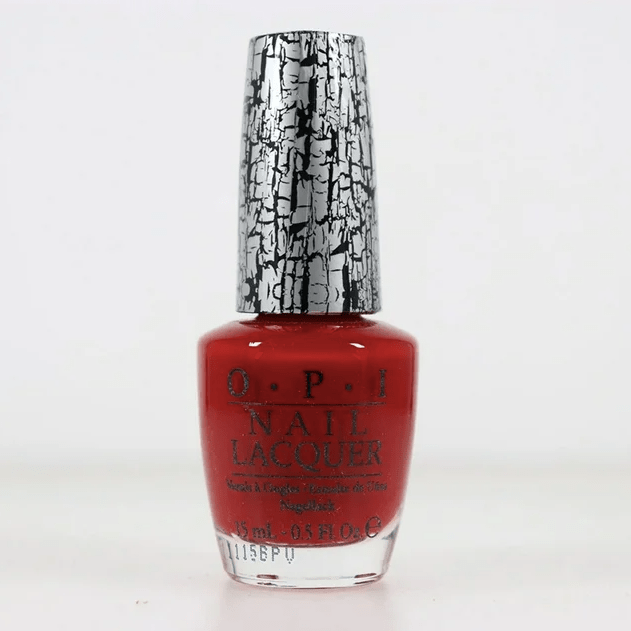 Red crackle nail polish by OPI.