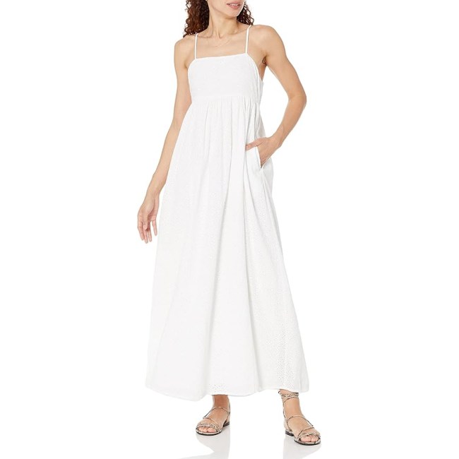 The Drop Women's Shyla Cotton Eyelet Maxi Dress in white