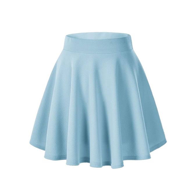 Urban CoCo Basic Versatile Stretchy Flared Casual Mini Skater Skirt in light blue