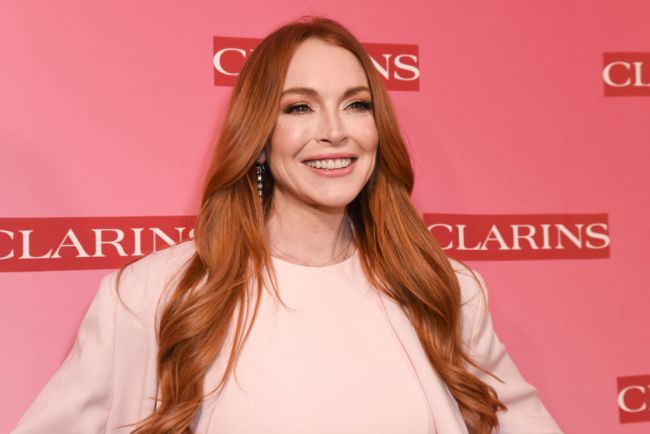 Lindsay Lohan attends Clarins New Product Launch Party at Private Residence on March 15, 2024 in Los Angeles, California