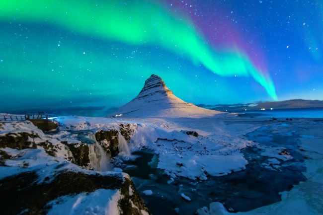 Aurora Borealis/Northern Lights over Kirkjufell, Iceland.