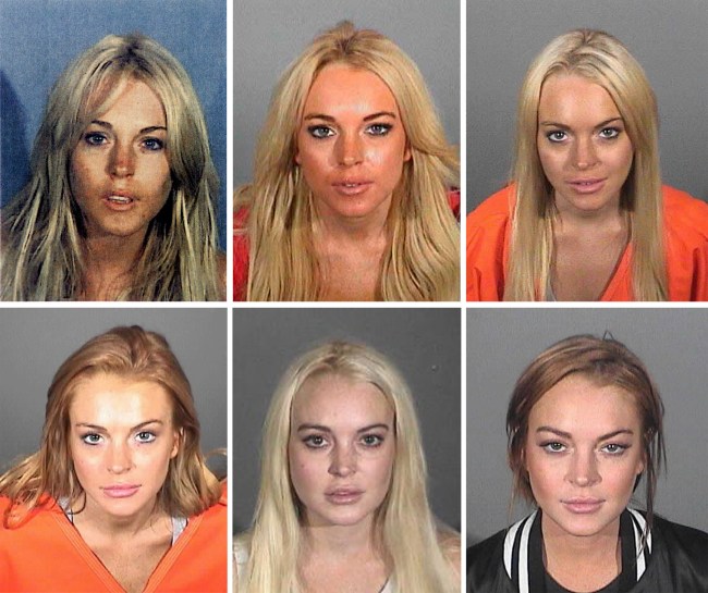 In this handout photo provided by the Santa Monica Police Department, Lindsay Lohan appears in a booking photo on July 24, 2007 in Santa Monica, California.