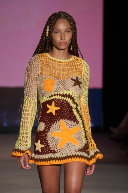 A model walks the runway during the Leslie Amon show at Paraiso Miami Swim Week 2024 at The Paraiso Tent on June 02, 2024 in Miami Beach, Florida.