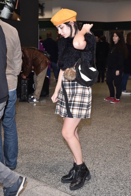 Charli XCX is seen arriving at Malpensa Airport on October 24, 2015 in Varese, Italy.