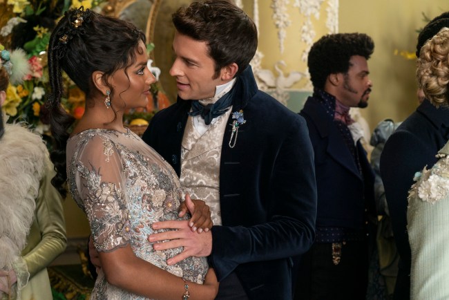 Simone Ashley as Kate Sharma, Jonathan Bailey as Anthony Bridgerton in episode 307 of Bridgerton.