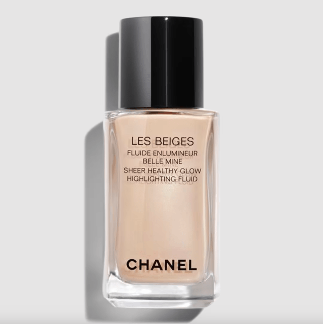 Chanel Les Beiges Sheer Healthy Glow Highlighting Fluid in a glass bottle.