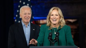ATLANTA, GEORGIA - MARCH 9: President Joe Biden and First Lady Dr. Jill Biden ahead of him speaking at a campaign event at Pullman Yards on March 9, 2024 in Atlanta, Georgia. President Biden and Former president Donald Trump are both campaigning in Georgia today ahead of the Primary election voting taking place on Tuesday.