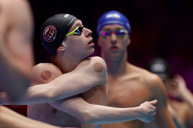 Luke Whitlock warms up before the Men's 400m freestyle final on Day One of the 2024 U.S. Olympic Team Swimming Trials at Lucas Oil Stadium on June 15, 2024 in Indianapolis, Indiana.