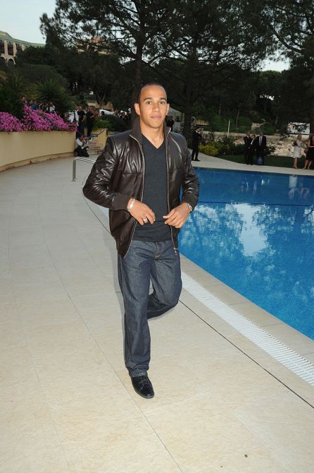 Lewis Hamilton, leather jacket, celebrity style, Elton John, Cannes