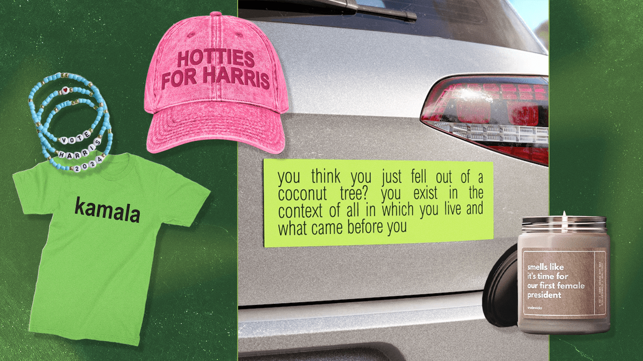 Best Kamala Harris Merch 2024: Brat T-Shirts, Baseball Caps & Stickers