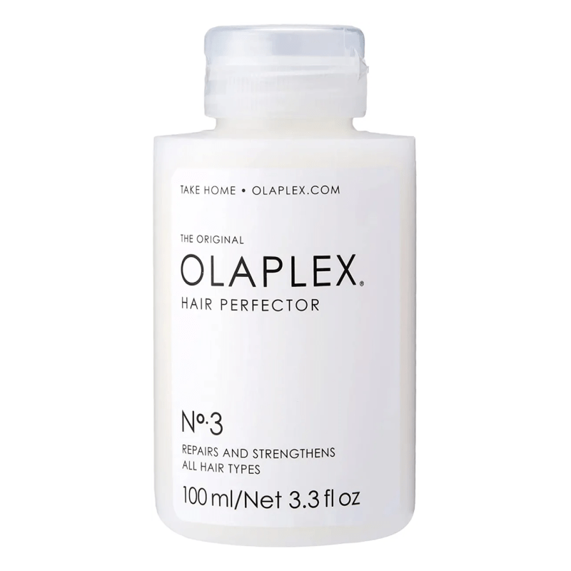 Olaplex Hair Perfector No. 3 Repairing Treatment in a clear bottle.