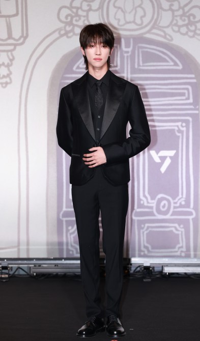 SEOUL, SOUTH KOREA - April 29: The8 of SEVENTEEN attends SEVENTEEN Best Album '17 Is Right Here' Press Conference at Conrad Seoul in Yeongdeungpo-gu on April 29, 2024 in Seoul, South Korea.