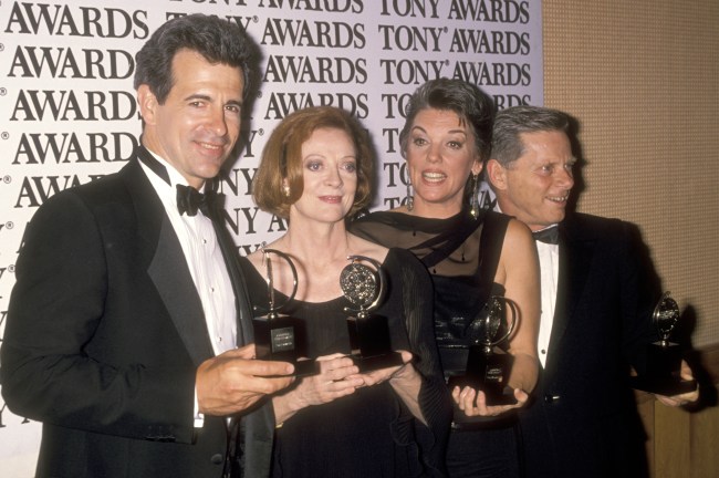 Actor James Naughton, actress Maggie Smith, actress Tyne Daly and actor Robert Morse attend the 44th Annual Tony Awards on June 3, 1990 at Lunt-Fontanne Theatre in New York City.