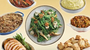 A collage of various Thanksgiving foods