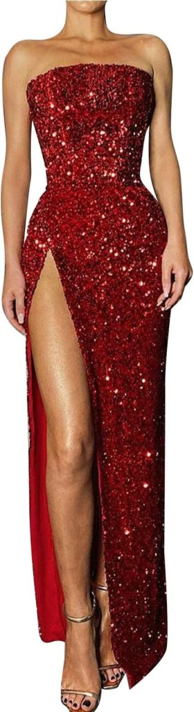 Amazon Strapless Sequin Evening Gown