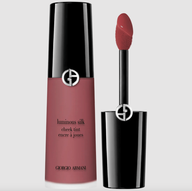 Giorgio Armani Luminous Silk Cheek Tint in Intense Berry in a clear tube.