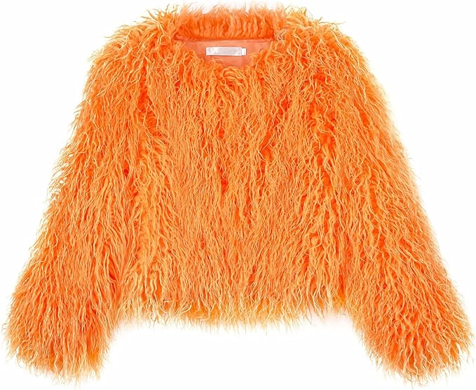 orange shaggy coat