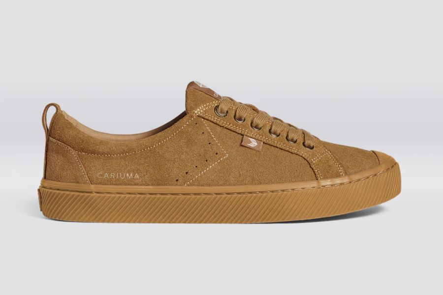 A light brown sneaker