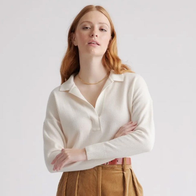 Mongolian Cashmere Polo Sweater