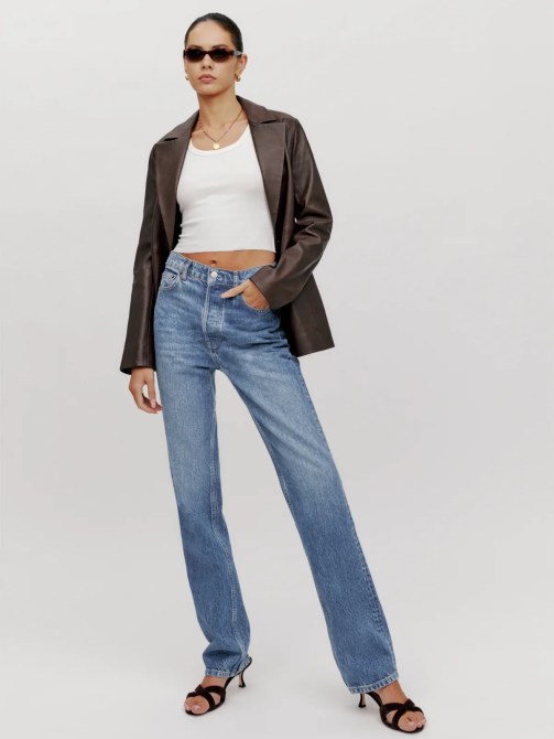 Reformation Cynthia High Rise Straight Long Jeans