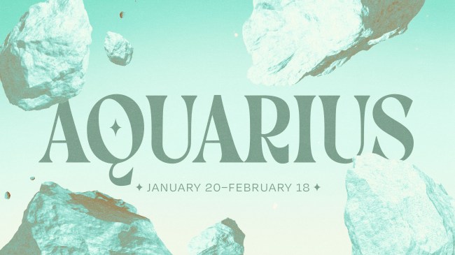 The word 'Aquarius' floating over outer space
