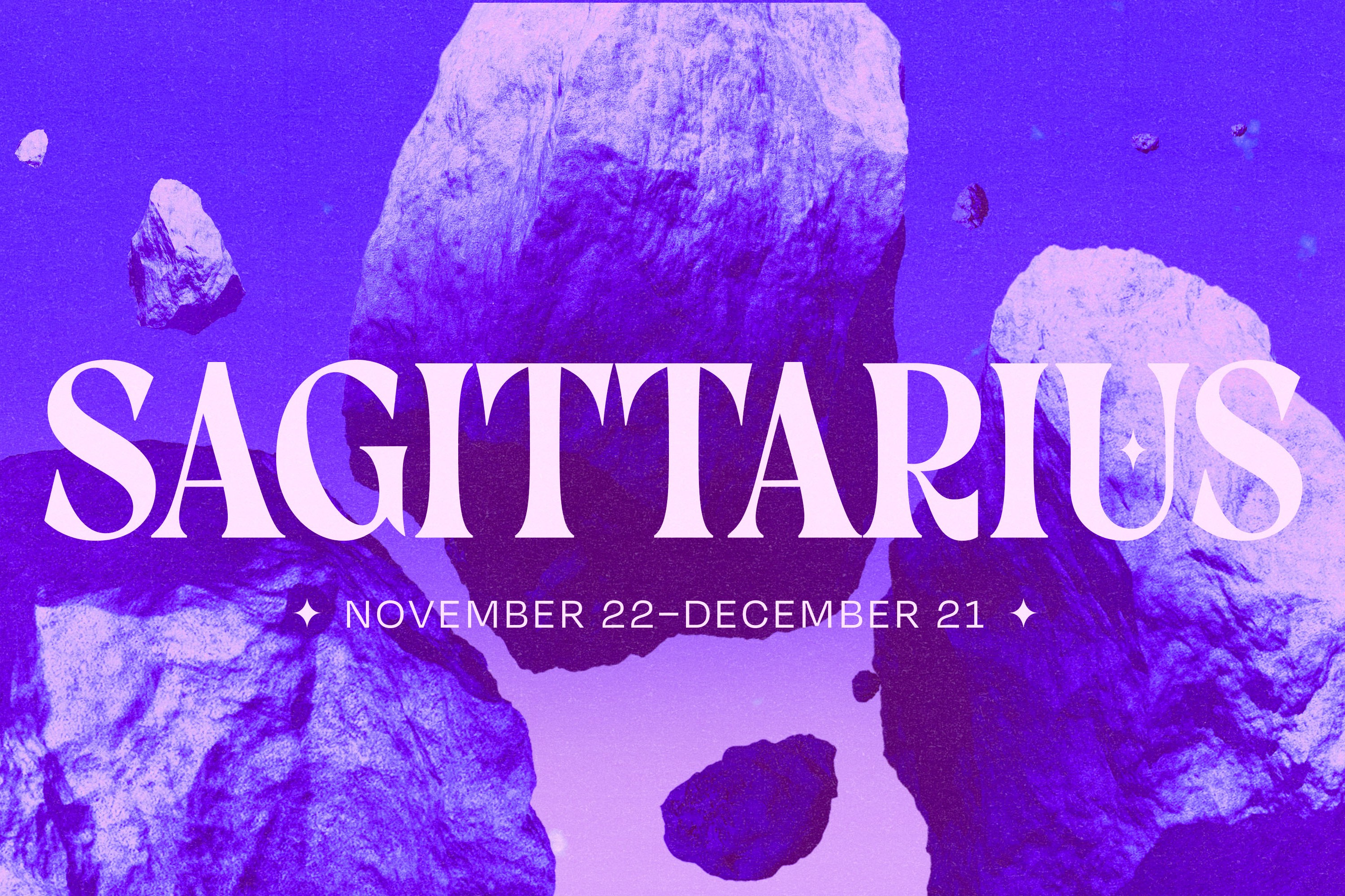 The word 'Sagittarius' floating over outer space