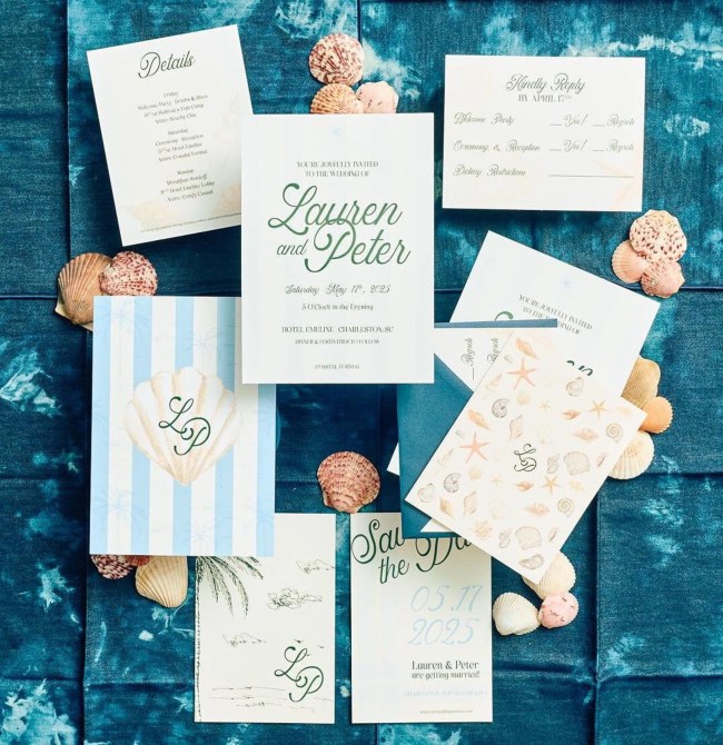 Paper Party Studios Seashell Printable Wedding Invitation Bundle