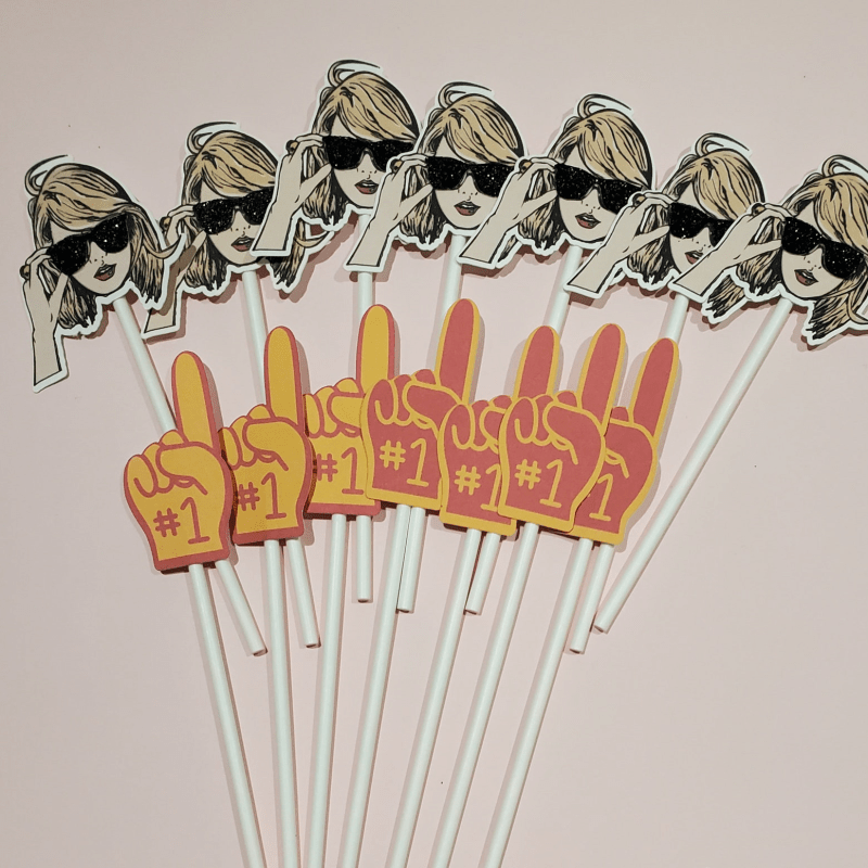 Chiefs - Taylor Swift Cupcake Toppers or Drink Stirrers