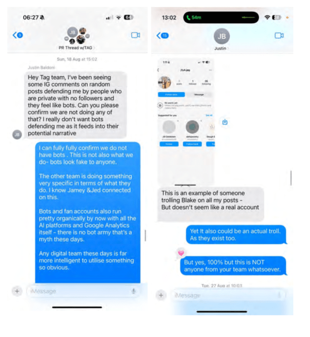 Justin Baldoni texts