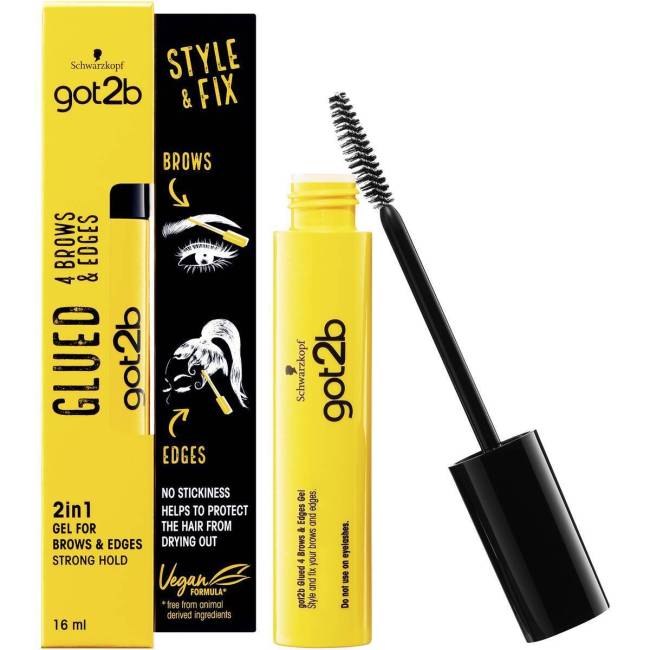 Got2B Glued Brow & Edge Gel in yellow packaging.