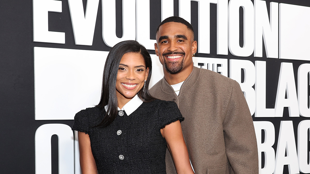 NEW YORK, NEW YORK - SEPTEMBER 24: (L-R) Bryonna Burrows and Jalen Hurts attend "Evolution of the Black Quarterback" premiere at The Apollo Theater on September 24, 2024 in New York City.