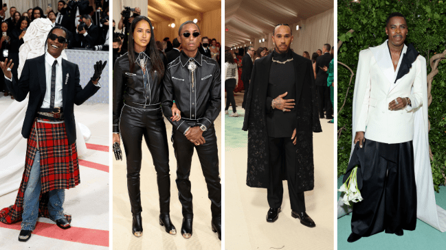 Asap Ricky, Pharrell Williams, Lewis Hamilton, and Colman Domingo at the Met Gala