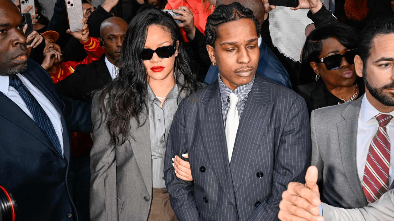 Rihanna and A$AP Rocky are seen outside of Clara Shortridge Foltz Criminal Justice Center on February 18, 2025 in Los Angeles, California.