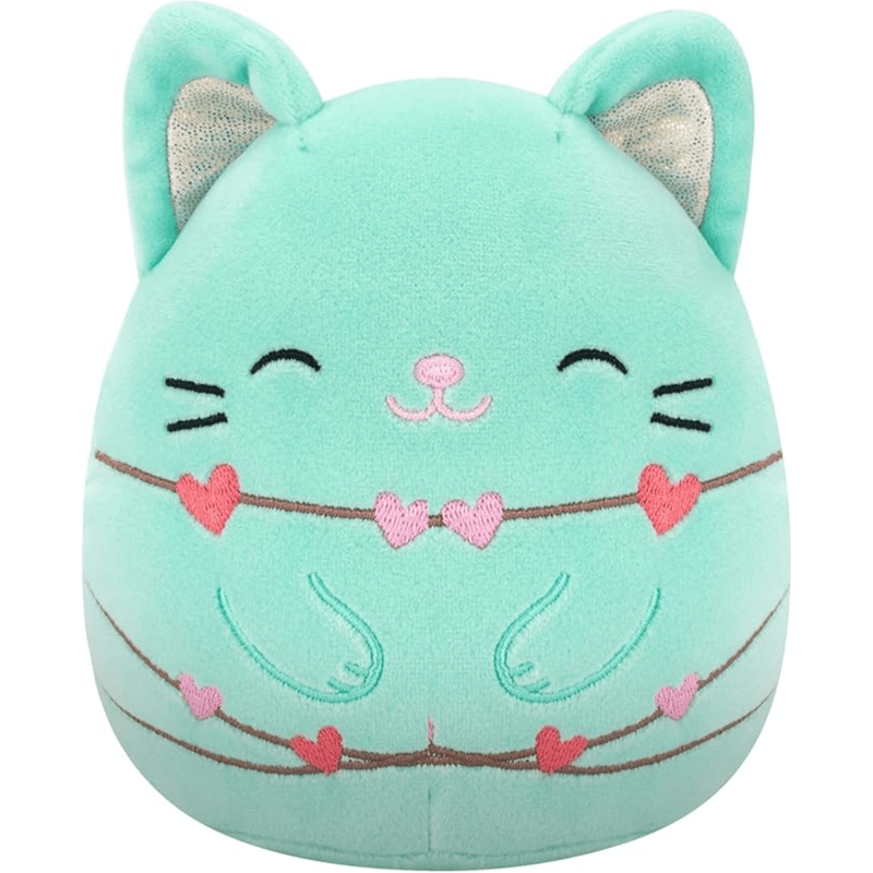 Squishmallows Original 5in Charisma The Mint Cat with Heart String Lights