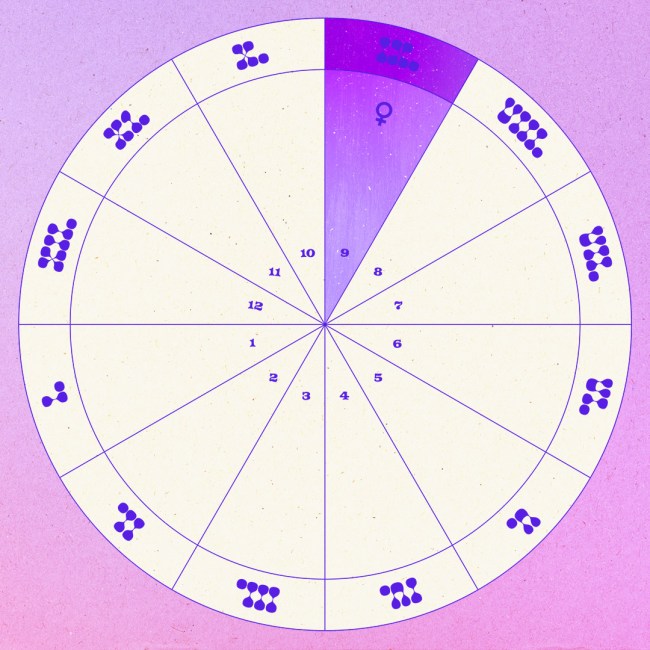 Venus in the ninth house.