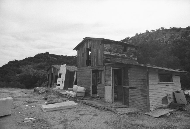This is a typical abandoned cabin in Spahn Ranch, a former movie ranch north of Los Angeles, in which members of a hippie type commune lived at the time they were accused of participating in the mass murders of Sharon Tate and four other persons at the Tate home last Aug. 9th. Three persons are in custody as suspects in the bizarre killing.