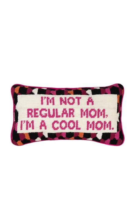 A rectangular throw pillow with the text 'I'm Not A Regular Mom, I'm A Cool Mom.'