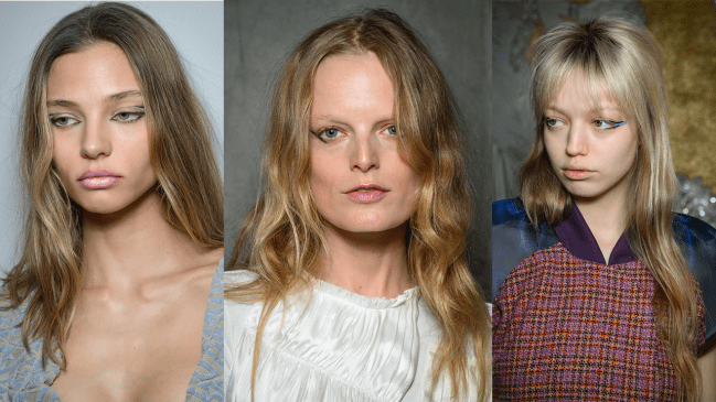 Models wearing graphic eyeliner.