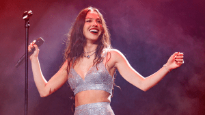Olivia Rodrigo performs onstage for the kick off of GUTS World Tour at Acrisure Arena on February 23, 2024 in Palm Springs, California.
